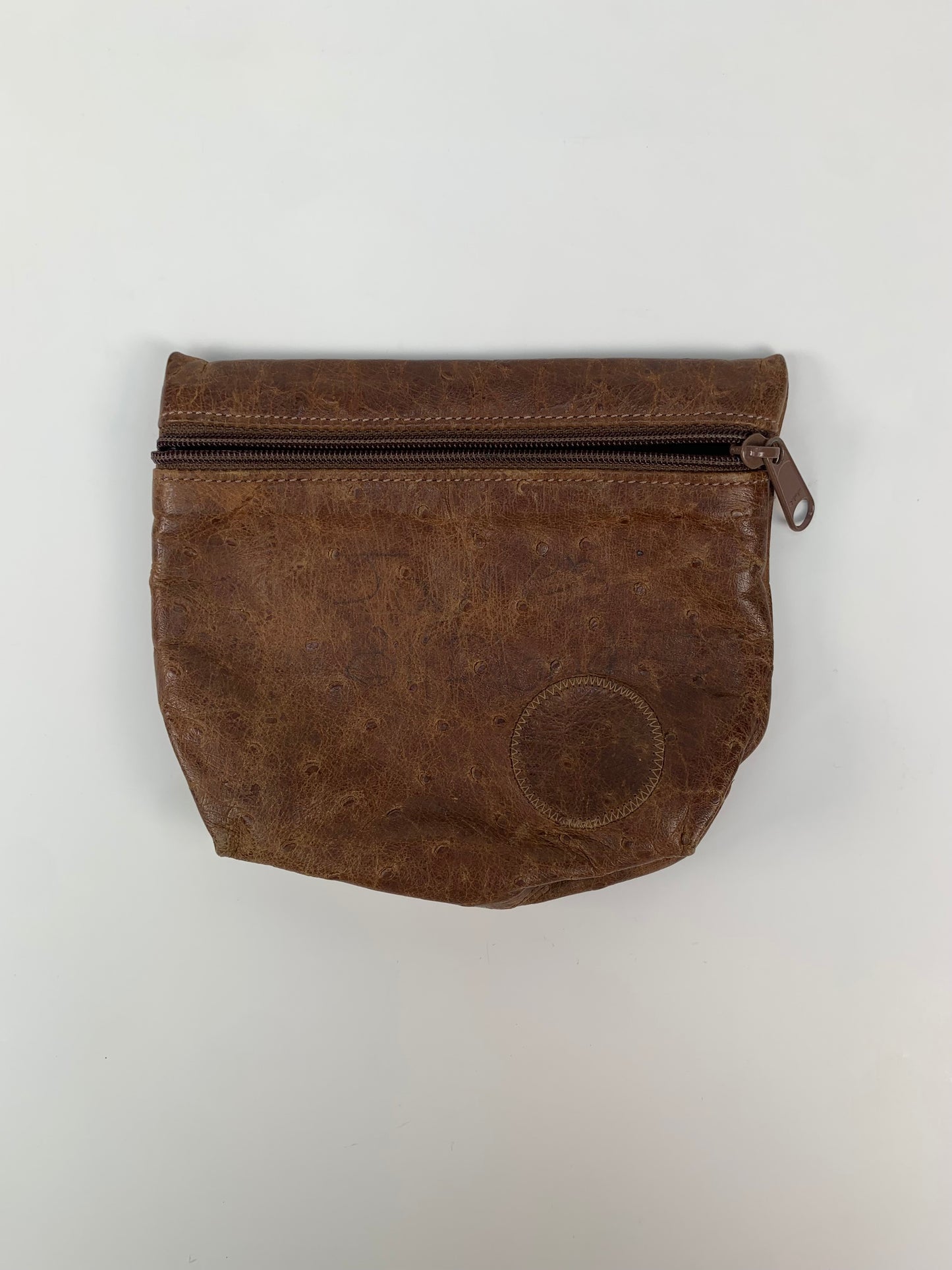 Vintage Purse - Dimpled Brown Leather Makeup Bag - Carlos Falchi - Made In U.S.A.