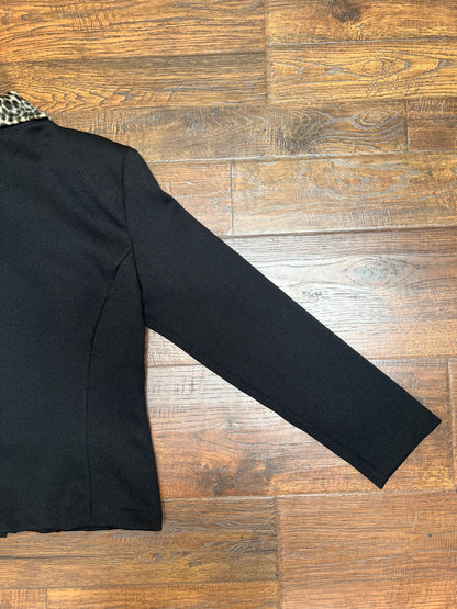 Vintage Clothing - Button Front Blazer - Faux Cheetah Fur Trim - Small - All That Jazz