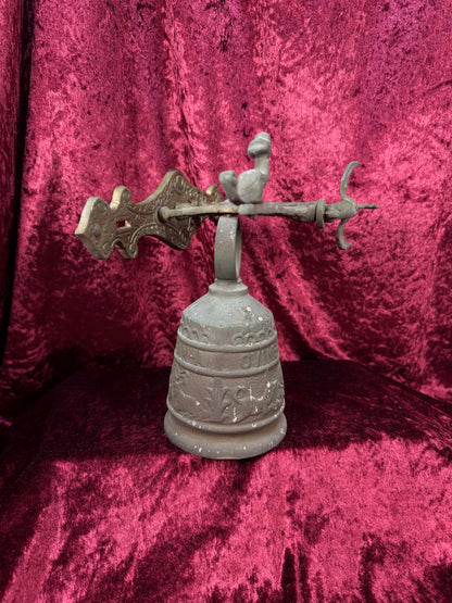 Antique Metal Monastery / Sanctuary Bell – Winged Angel - Latin Engraved