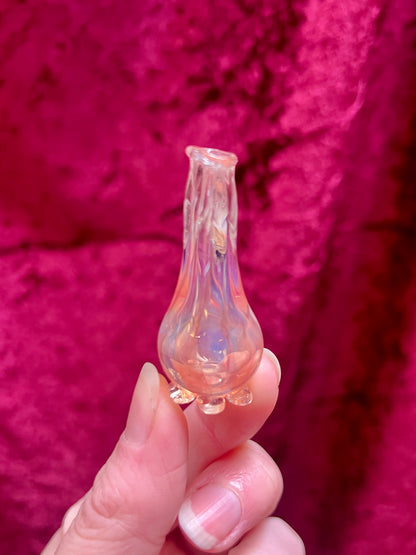 Vintage Miniature Glass Bottle - Handblown Bud Vase - Pink and Blue - 1.75”
