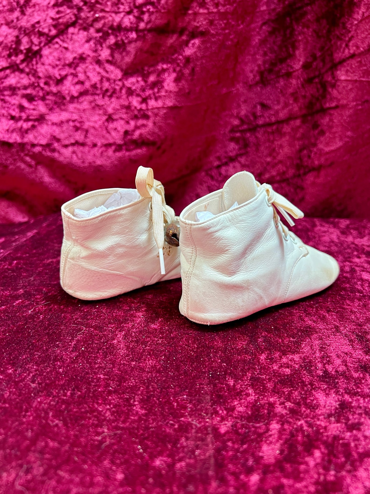 Vintage Haunted "Mrs. Day's Ideal" Baby Shoes - White - Made in USA