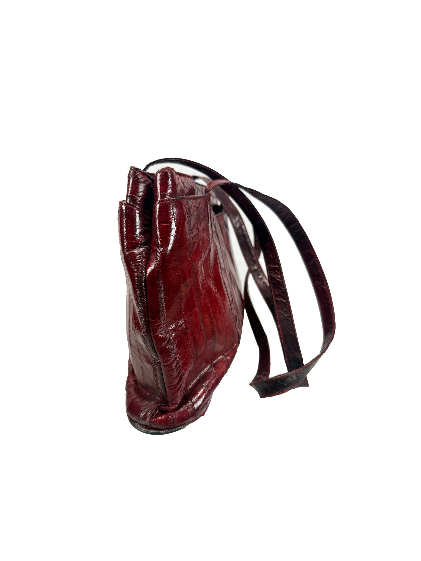Vintage Purse - Soft Burgundy Eelskin Shoulder Bag - See Details