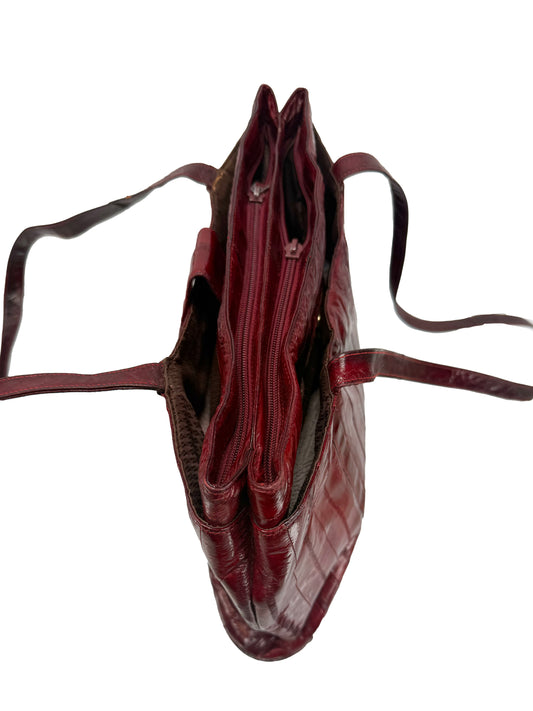 Vintage Purse - Soft Burgundy Eelskin Shoulder Bag - See Details