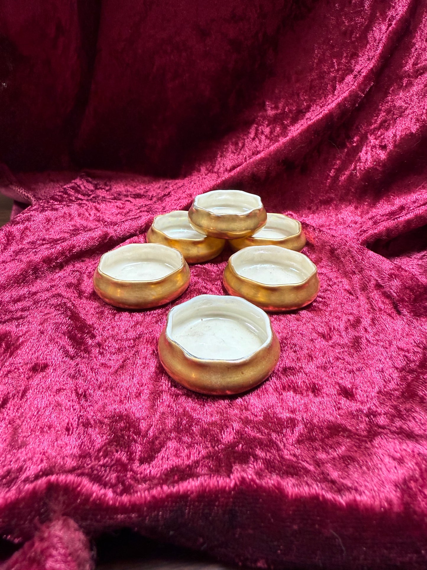 Vintage Trinket - Gold Salt Cellars - Belleek