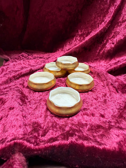 Vintage Trinket - Gold Salt Cellars - Belleek