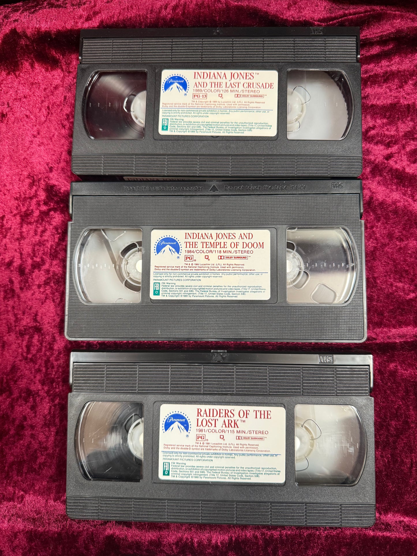 VHS - Indiana Jones Collectors Edition Box Set - 3 Movies