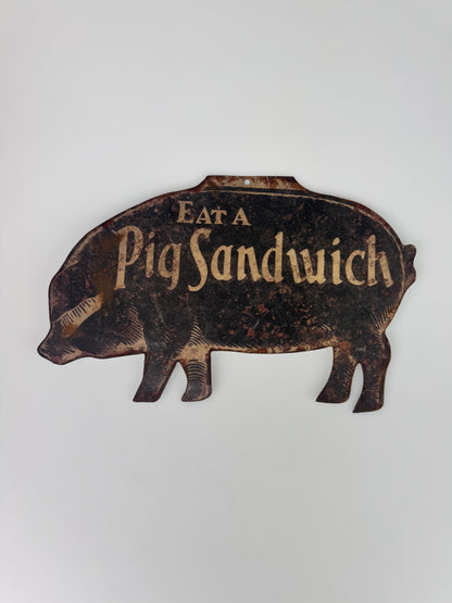 Antique Style "Eat A Pig Sandwich" Metal Sign - Diner Decor