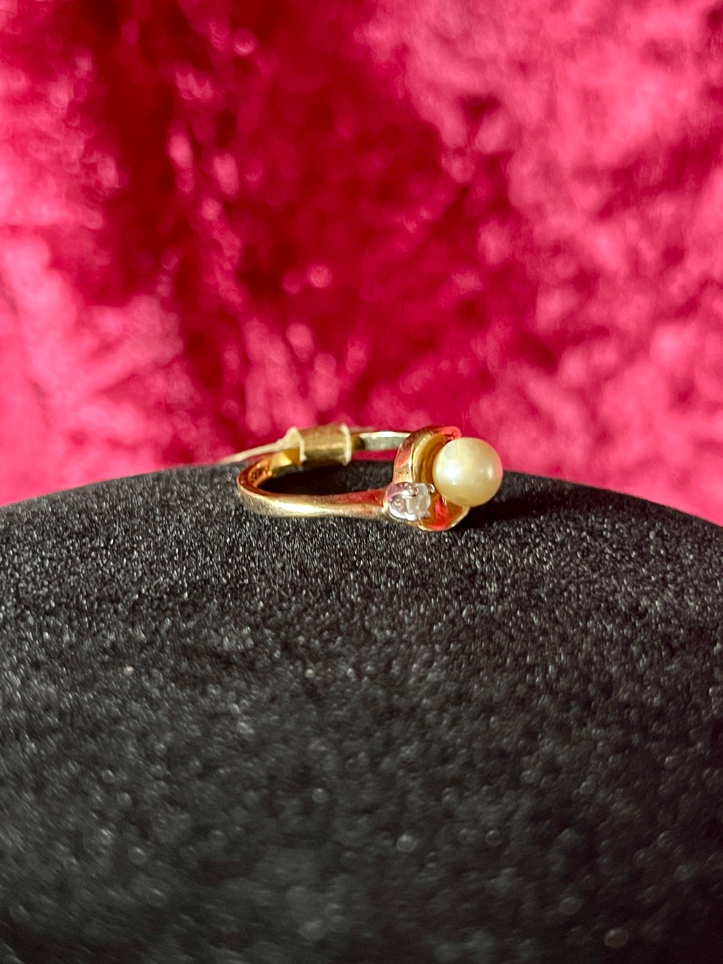 Vintage 14K Gold Electroplate Cocktail Ring – Cultured Pearl Solitaire - ESPO - Size 5.5