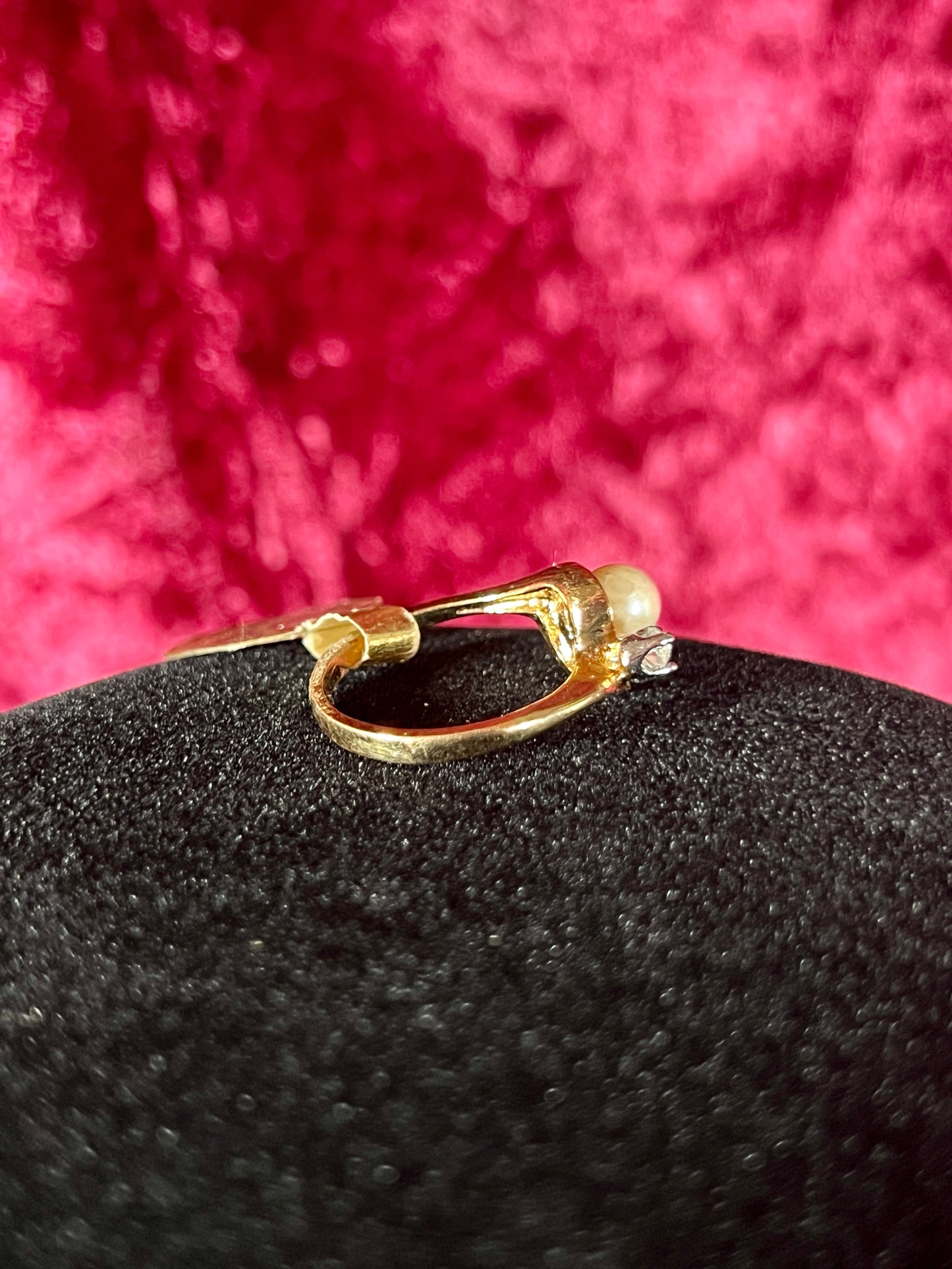 Vintage 14K Gold Electroplate Cocktail Ring – Cultured Pearl Solitaire - ESPO - Size 5.5