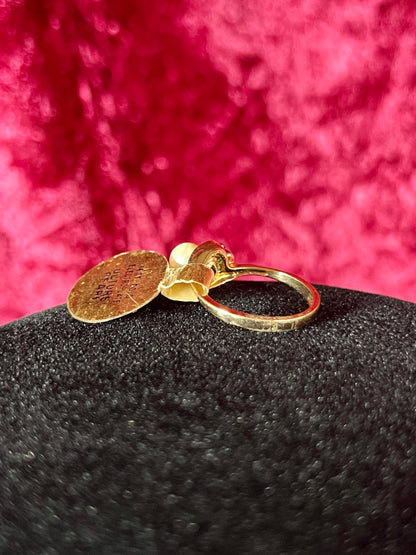 Vintage 14K Gold Electroplate Cocktail Ring – Cultured Pearl Solitaire - ESPO - Size 5.5