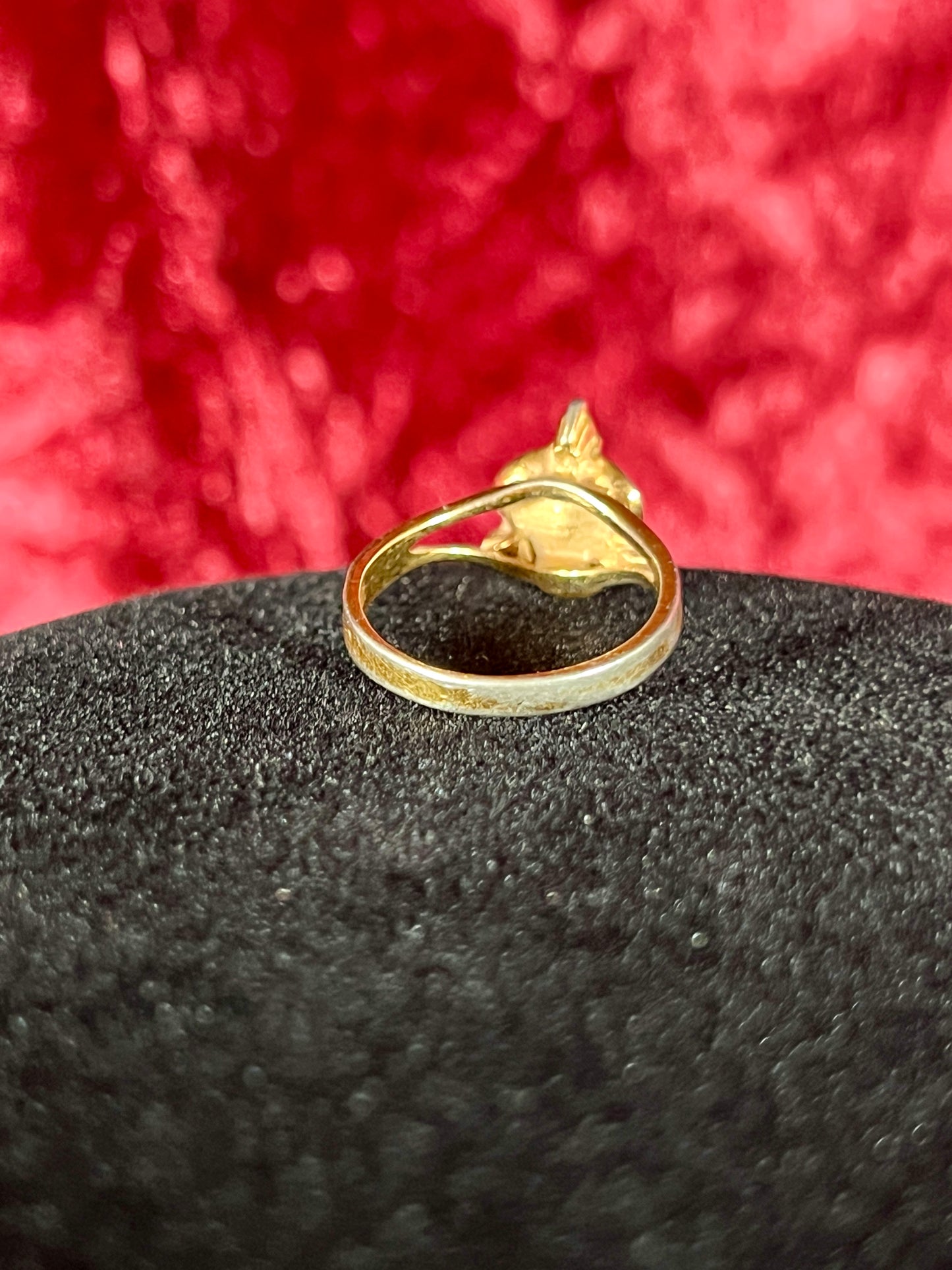 Vintage 18K Gold Electroplate Cocktail Ring – Faux Pearl Solitaire - Size 5