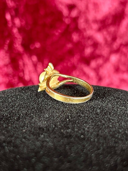 Vintage 18K Gold Electroplate Cocktail Ring – Faux Pearl Solitaire - Size 5