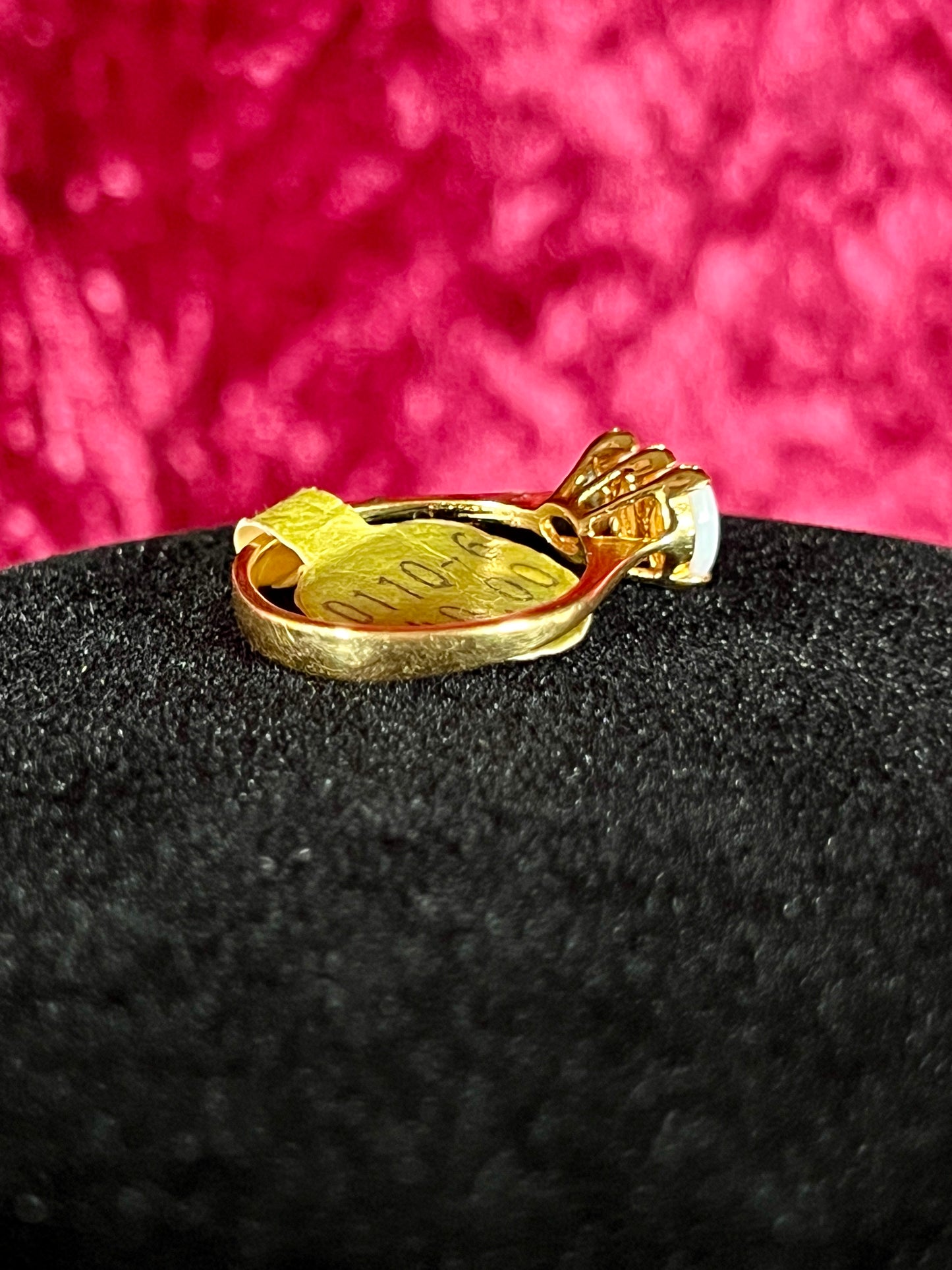 Vintage 14K Gold Electroplate Cocktail Ring – Genuine Opal Trilogy Setting - Size 5.75