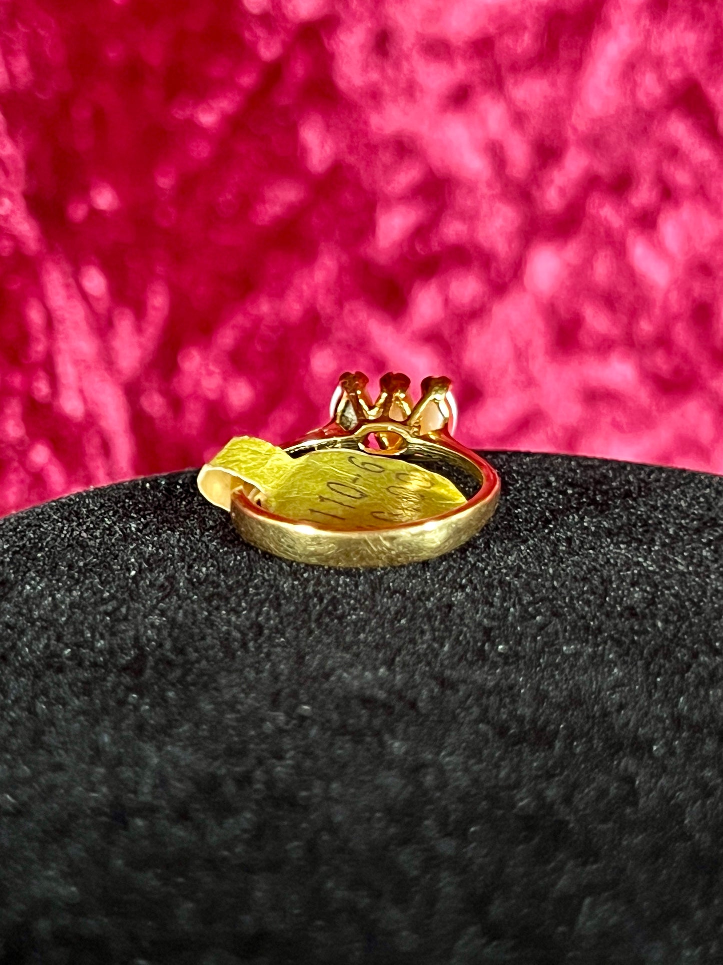 Vintage 14K Gold Electroplate Cocktail Ring – Genuine Opal Trilogy Setting - Size 5.75