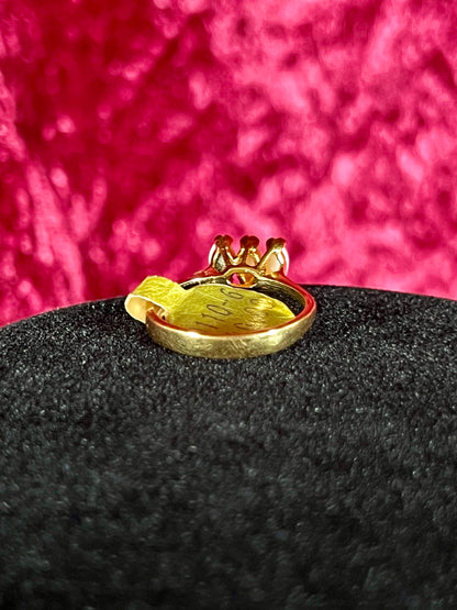 Vintage 14K Gold Electroplate Cocktail Ring – Genuine Opal Trilogy Setting - Size 5.75