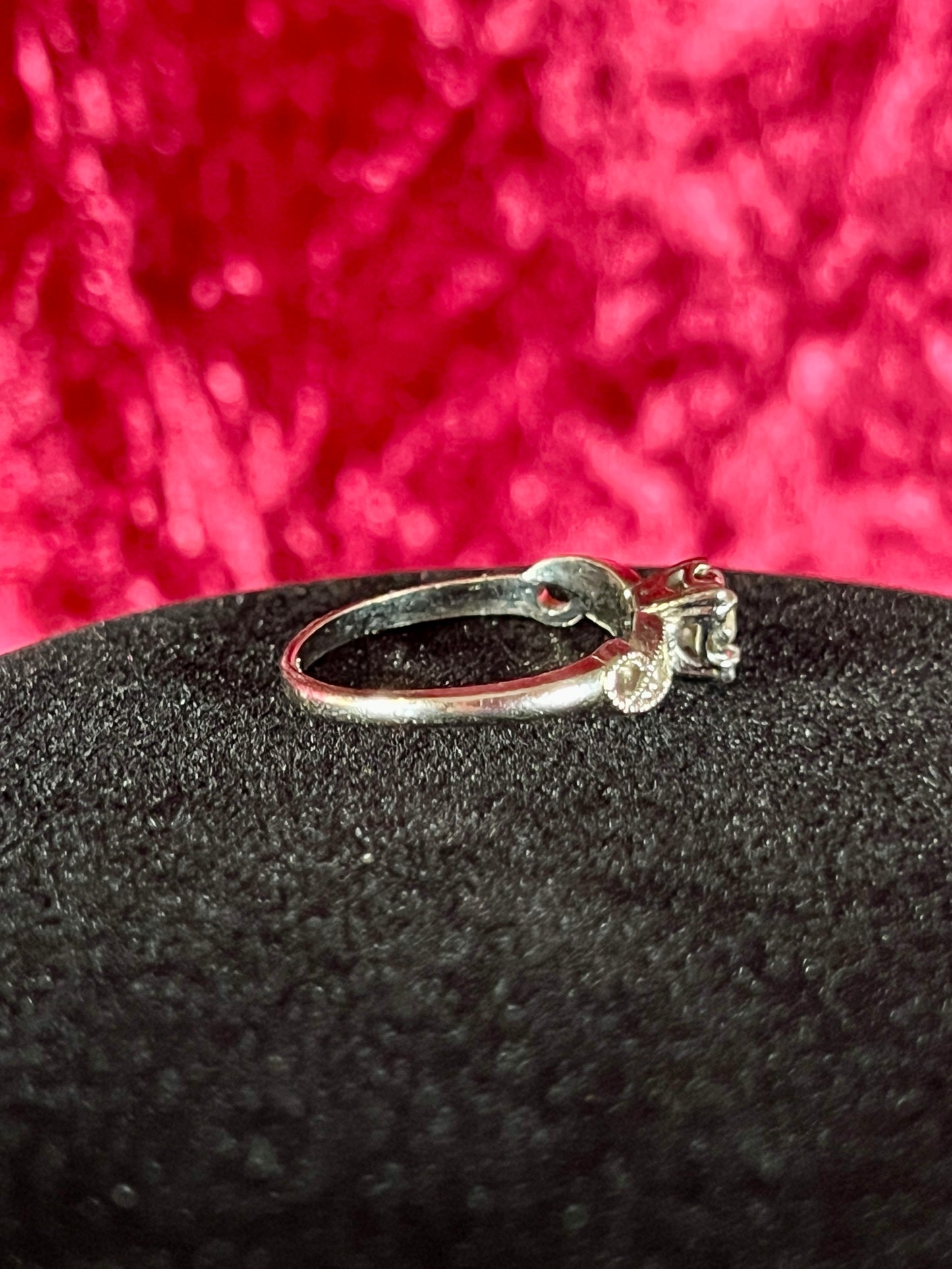 Vintage 18K White Gold Electroplate Cocktail Ring – Cubic Zirconia Rhinestones - Size 8