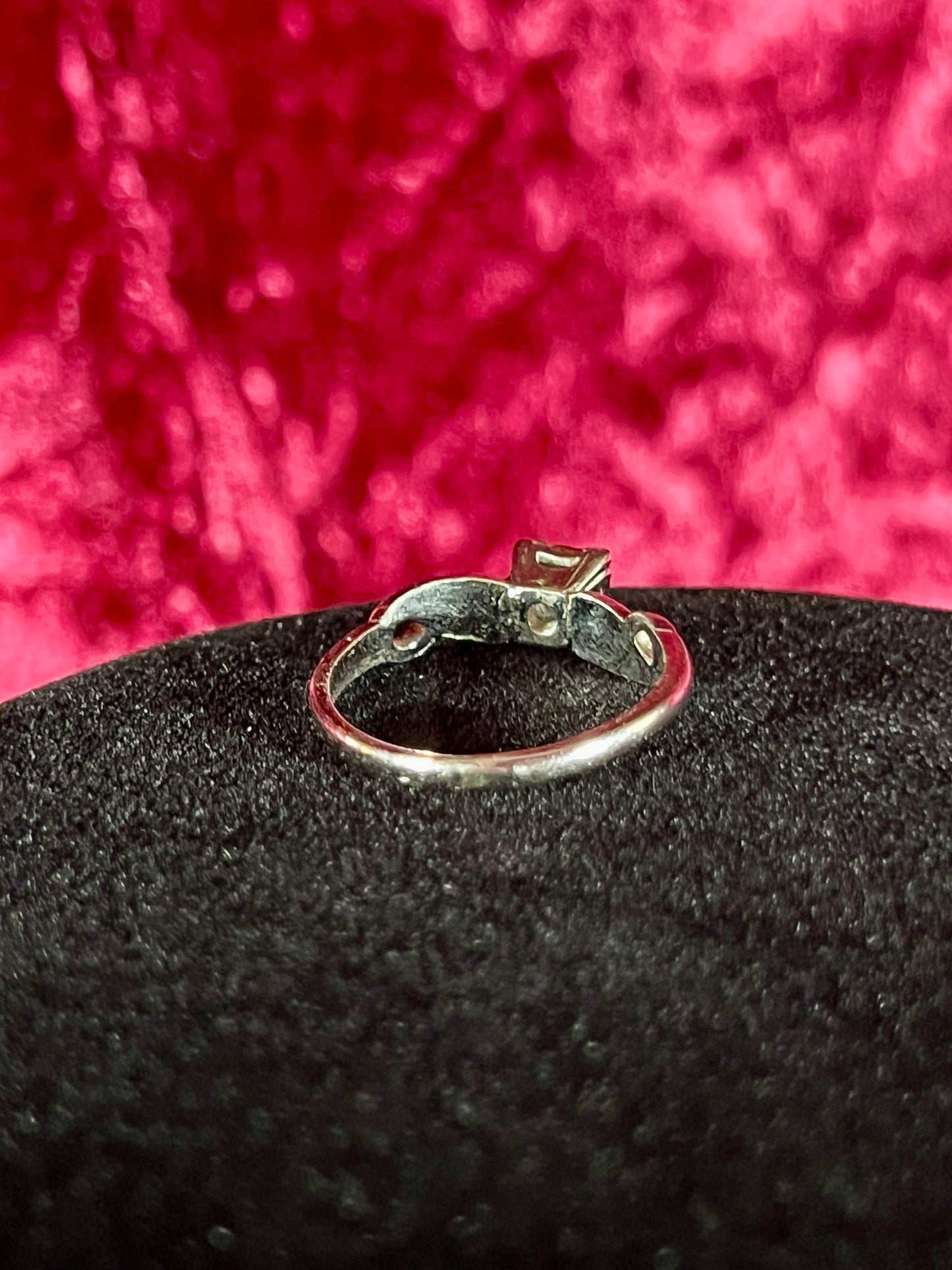 Vintage 18K White Gold Electroplate Cocktail Ring – Cubic Zirconia Rhinestones - Size 8