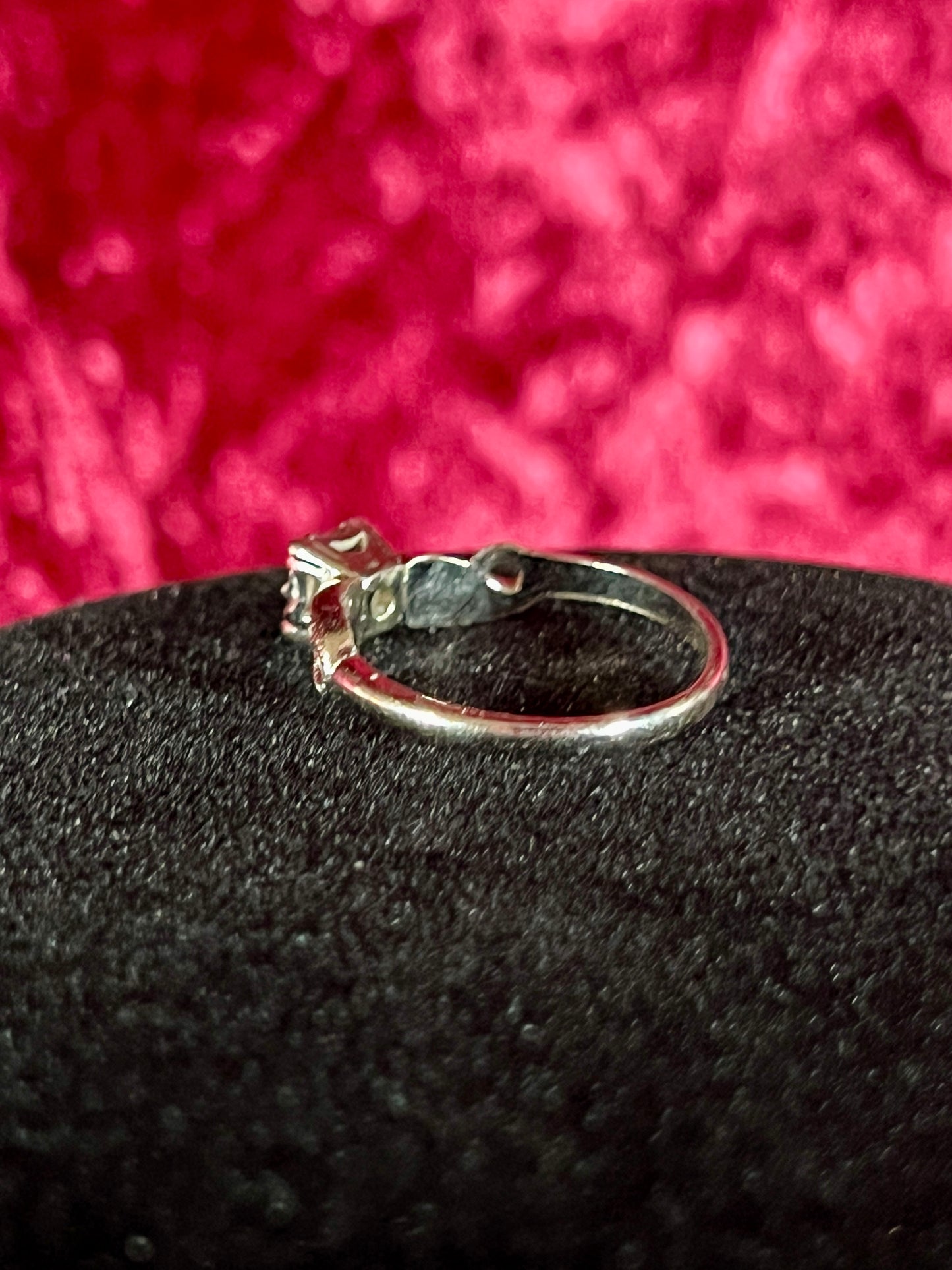 Vintage 18K White Gold Electroplate Cocktail Ring – Cubic Zirconia Rhinestones - Size 8