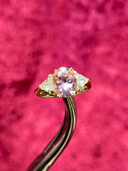 Vintage Gold Electroplate Sterling Cocktail Ring – Round Cut Pink and Clear Faceted Cubic Zirconia - Size 7