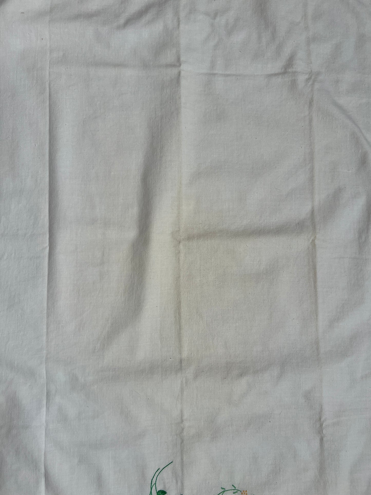 Vintage Linens - Single Embroidered Pillowcase - Blossoming Pink Flower On A Vine