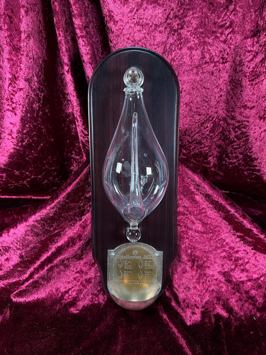 Vintage Weatherglass Wall Hanging Barometer – 1620 Thunder Bottle On Wood