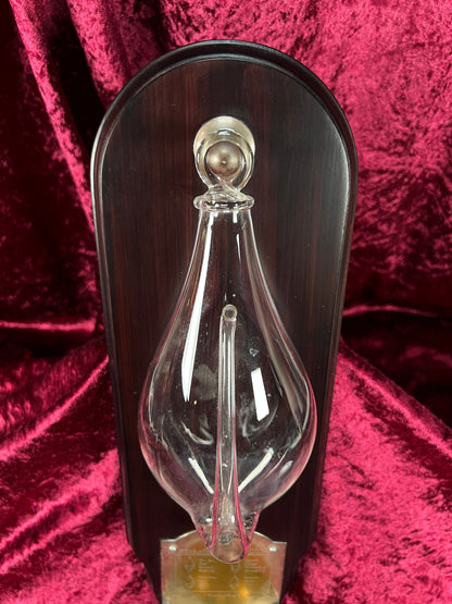 Vintage Weatherglass Wall Hanging Barometer – 1620 Thunder Bottle On Wood