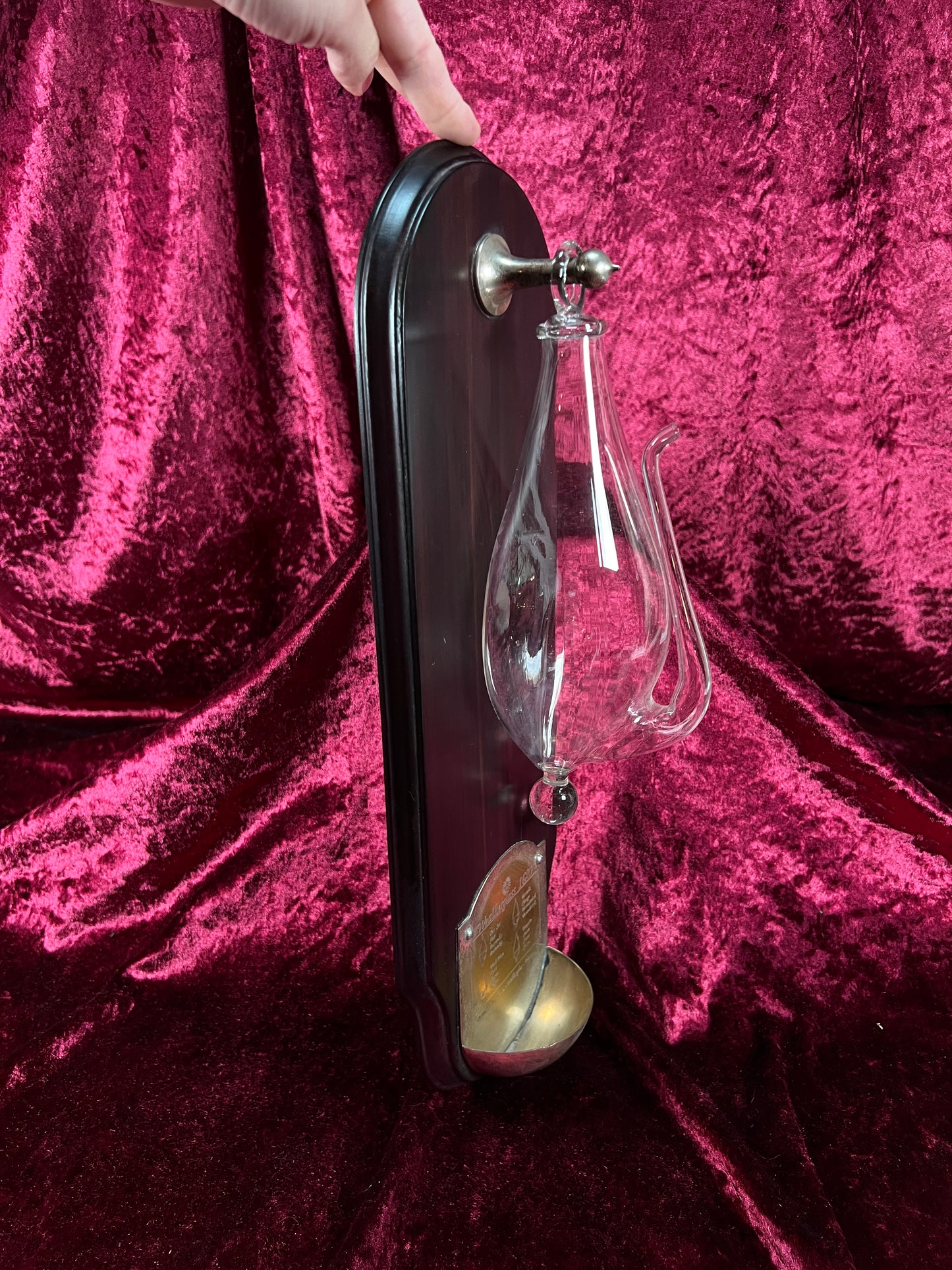 Vintage Weatherglass Wall Hanging Barometer – 1620 Thunder Bottle On Wood