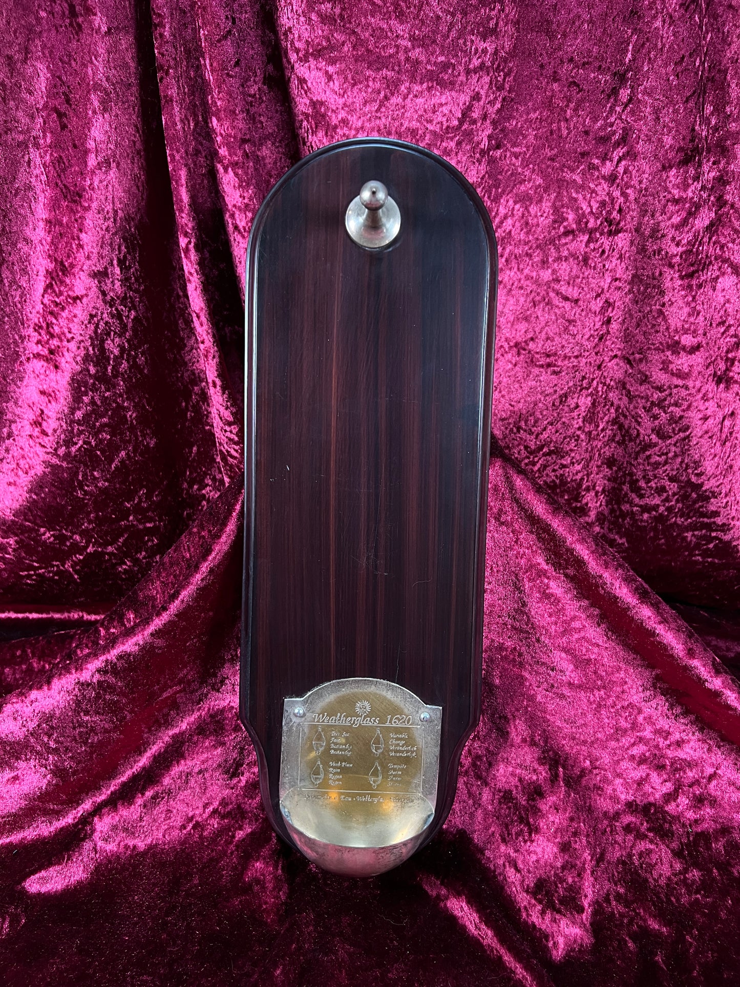 Vintage Weatherglass Wall Hanging Barometer – 1620 Thunder Bottle On Wood
