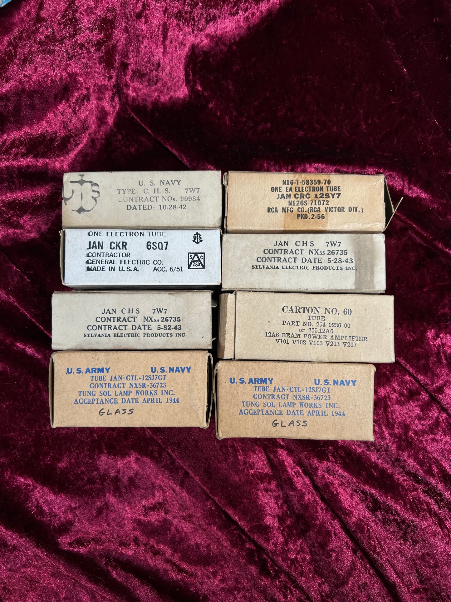 Vintage Mixed Vacuum Tube Lot of 51 – US Army Navy GE RCA Philco Sylvania Raytheon