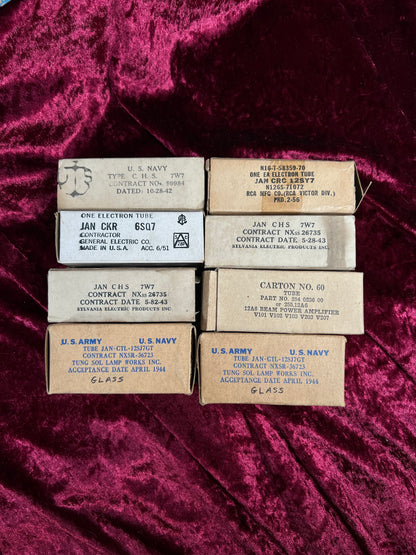 Vintage Mixed Vacuum Tube Lot of 51 – US Army Navy GE RCA Philco Sylvania Raytheon
