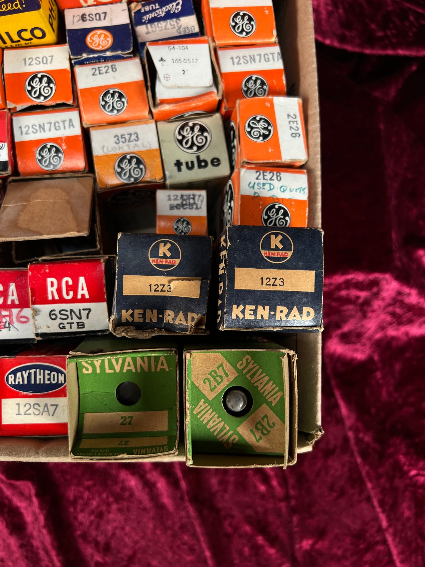 Vintage Mixed Vacuum Tube Lot of 51 – US Army Navy GE RCA Philco Sylvania Raytheon
