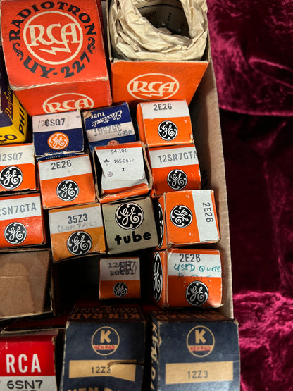 Vintage Mixed Vacuum Tube Lot of 51 – US Army Navy GE RCA Philco Sylvania Raytheon