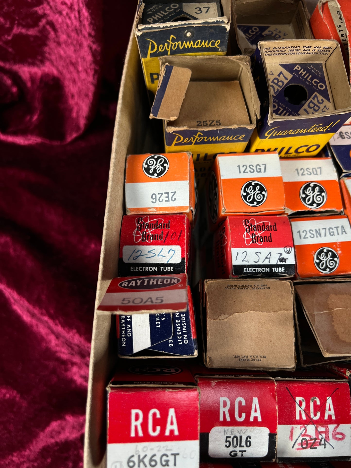 Vintage Mixed Vacuum Tube Lot of 51 – US Army Navy GE RCA Philco Sylvania Raytheon