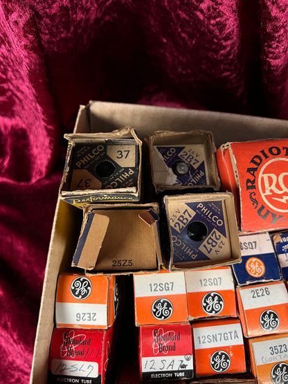 Vintage Mixed Vacuum Tube Lot of 51 – US Army Navy GE RCA Philco Sylvania Raytheon