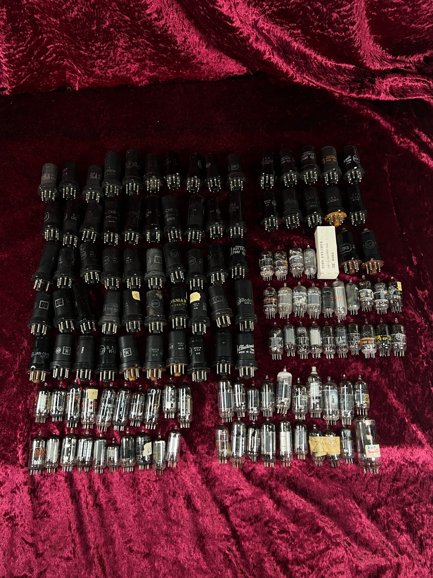 Vintage Glass Vacuum Tube Lot – 120+ Mixed RCA GE Tung-Sol Sylvania