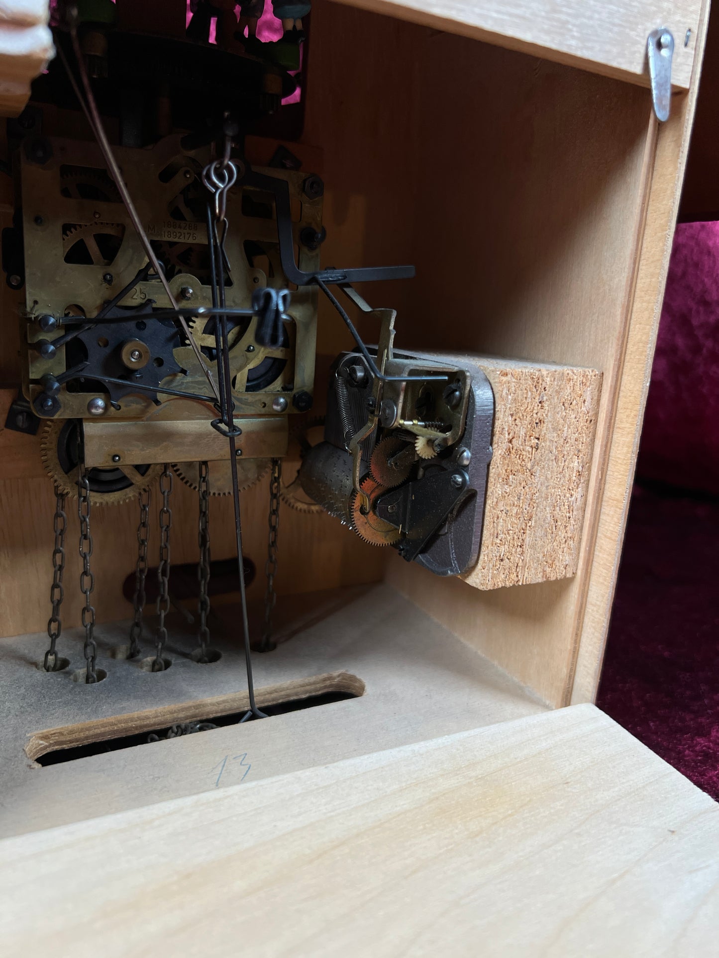 Vintage Musical and Mechanical German Cuckoo Clock with Pine Cone Weights - Viennese Waltz