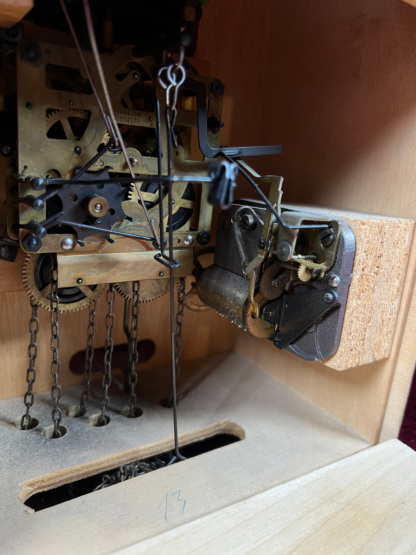 Vintage Musical and Mechanical German Cuckoo Clock with Pine Cone Weights - Viennese Waltz