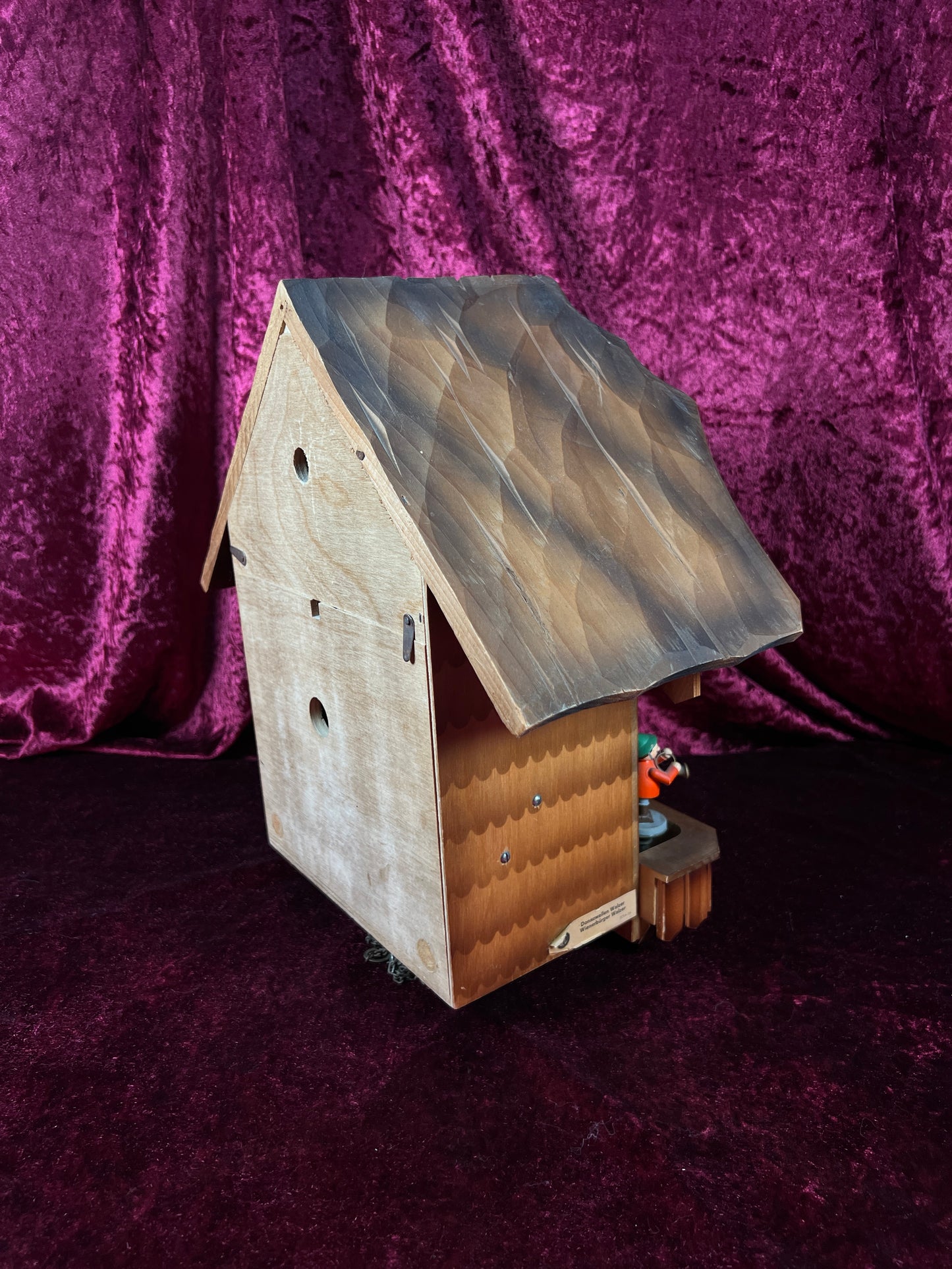 Vintage Musical and Mechanical German Cuckoo Clock with Pine Cone Weights - Viennese Waltz