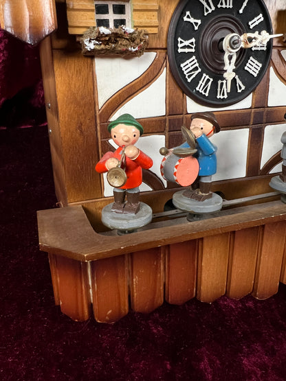 Vintage Musical and Mechanical German Cuckoo Clock with Pine Cone Weights - Viennese Waltz
