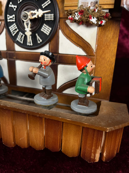 Vintage Musical and Mechanical German Cuckoo Clock with Pine Cone Weights - Viennese Waltz