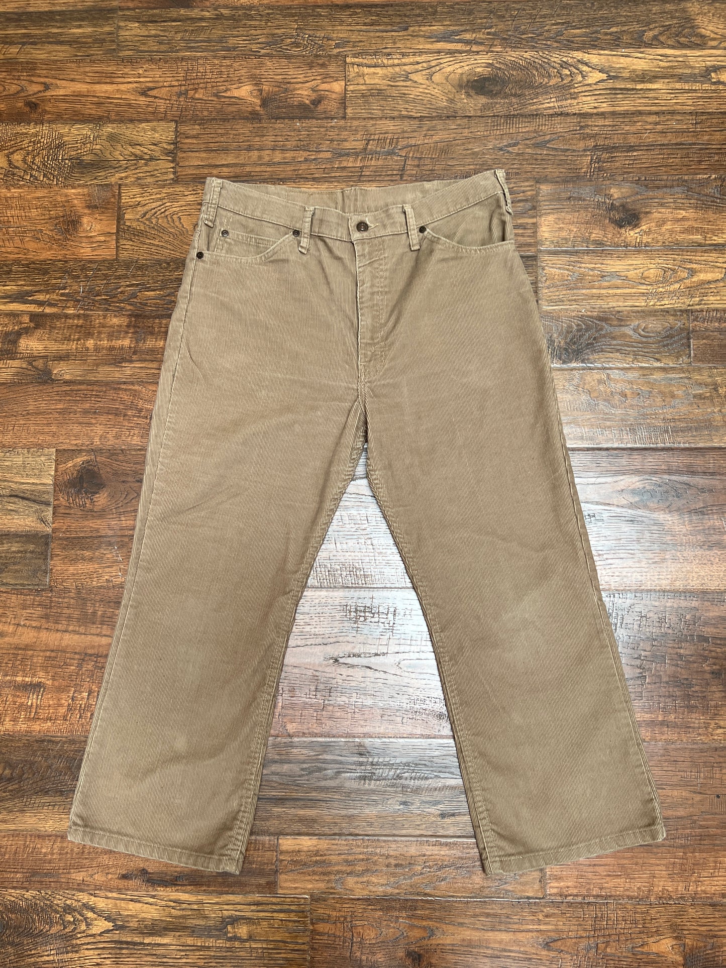 Vintage Clothing - Straight Leg Corduroy Pants - Tan - Plain Pockets By JC Penney - Large