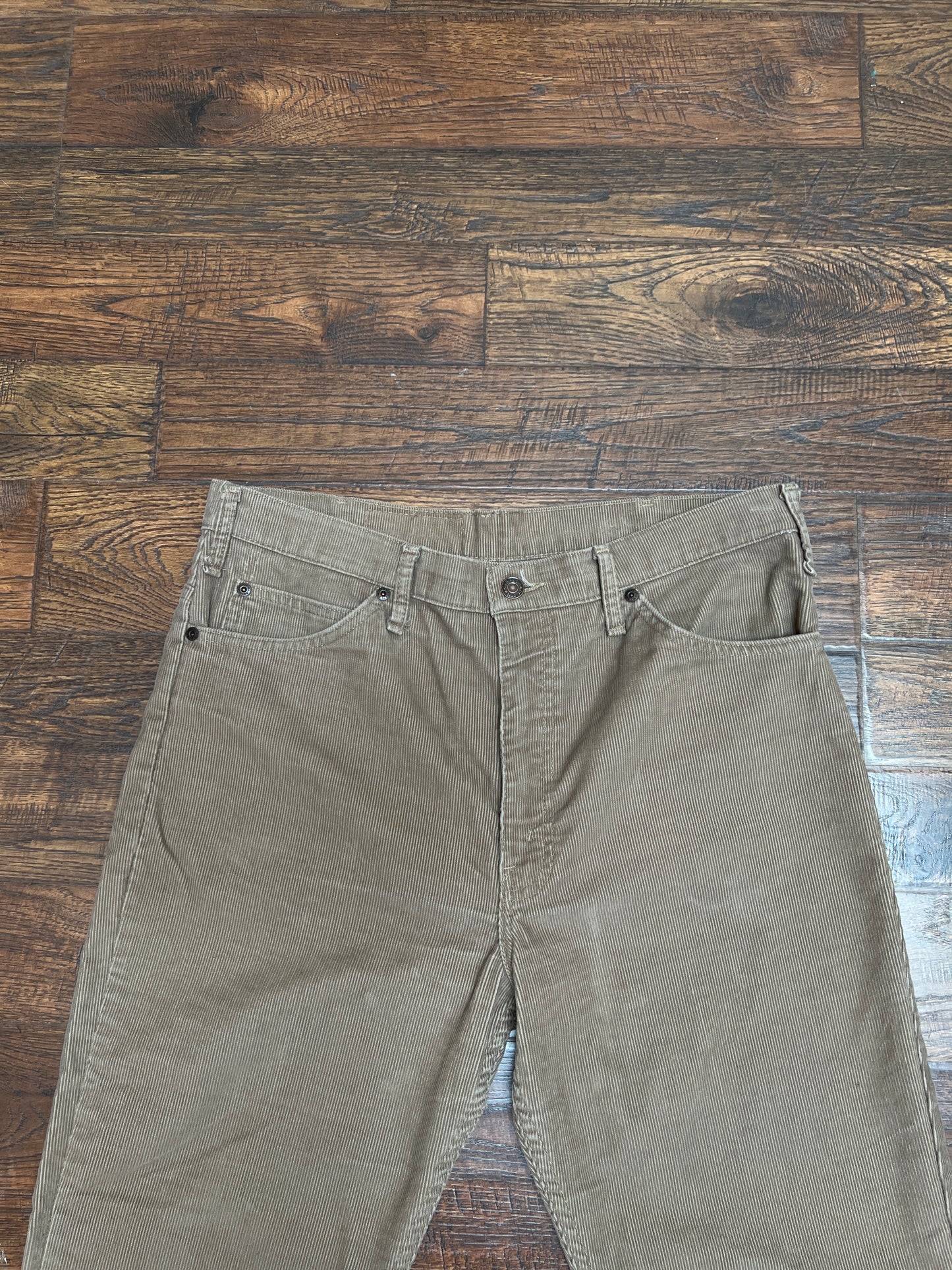 Vintage Clothing - Straight Leg Corduroy Pants - Tan - Plain Pockets By JC Penney - Large