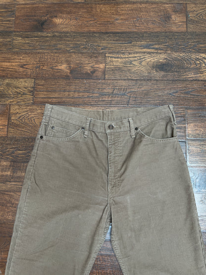 Vintage Clothing - Straight Leg Corduroy Pants - Tan - Plain Pockets By JC Penney - Large