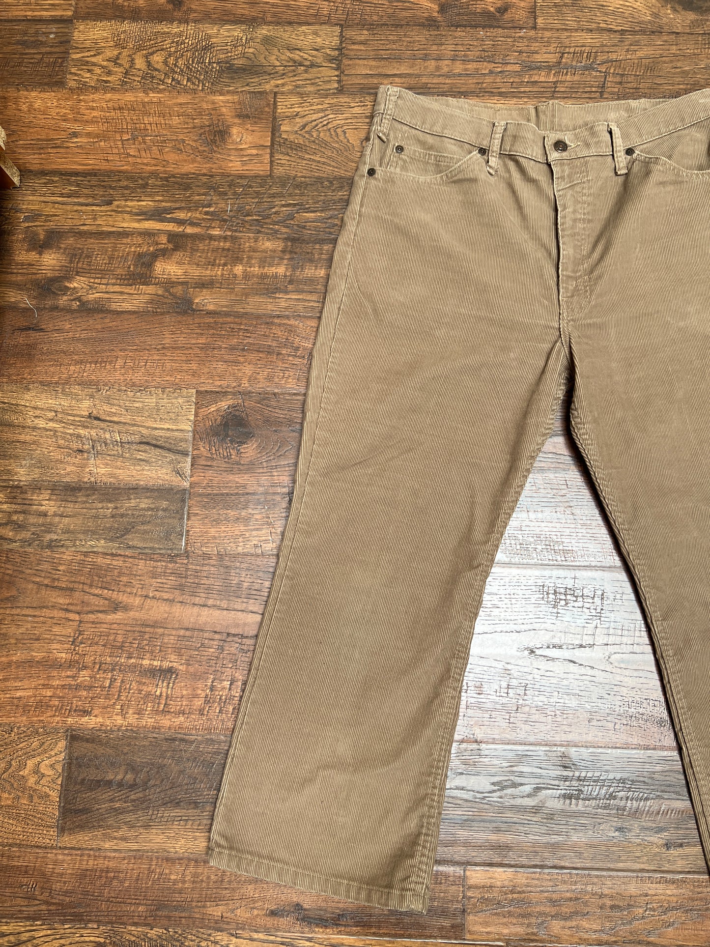 Vintage Clothing - Straight Leg Corduroy Pants - Tan - Plain Pockets By JC Penney - Large