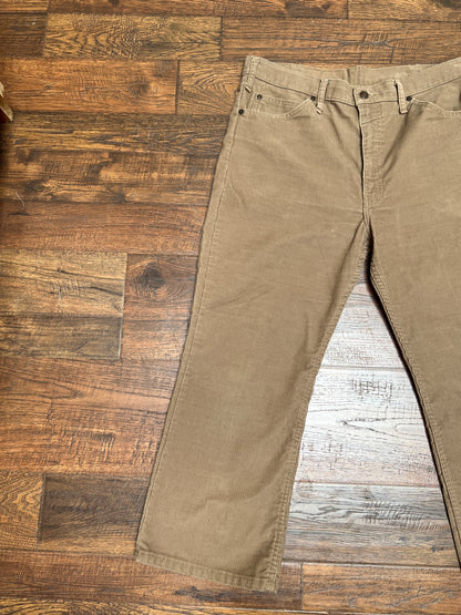Vintage Clothing - Straight Leg Corduroy Pants - Tan - Plain Pockets By JC Penney - Large