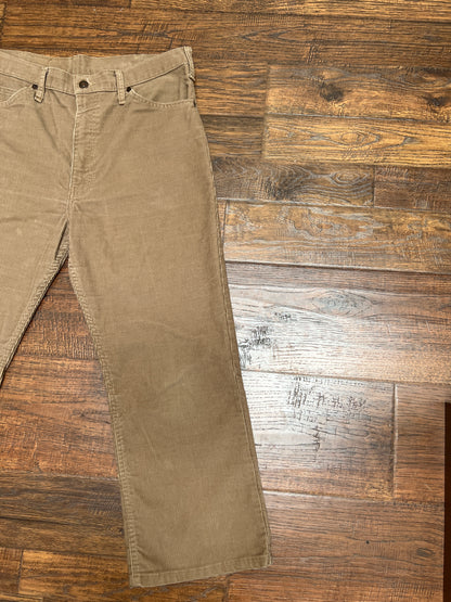 Vintage Clothing - Straight Leg Corduroy Pants - Tan - Plain Pockets By JC Penney - Large