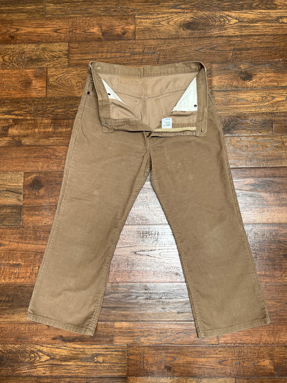 Vintage Clothing - Straight Leg Corduroy Pants - Tan - Plain Pockets By JC Penney - Large