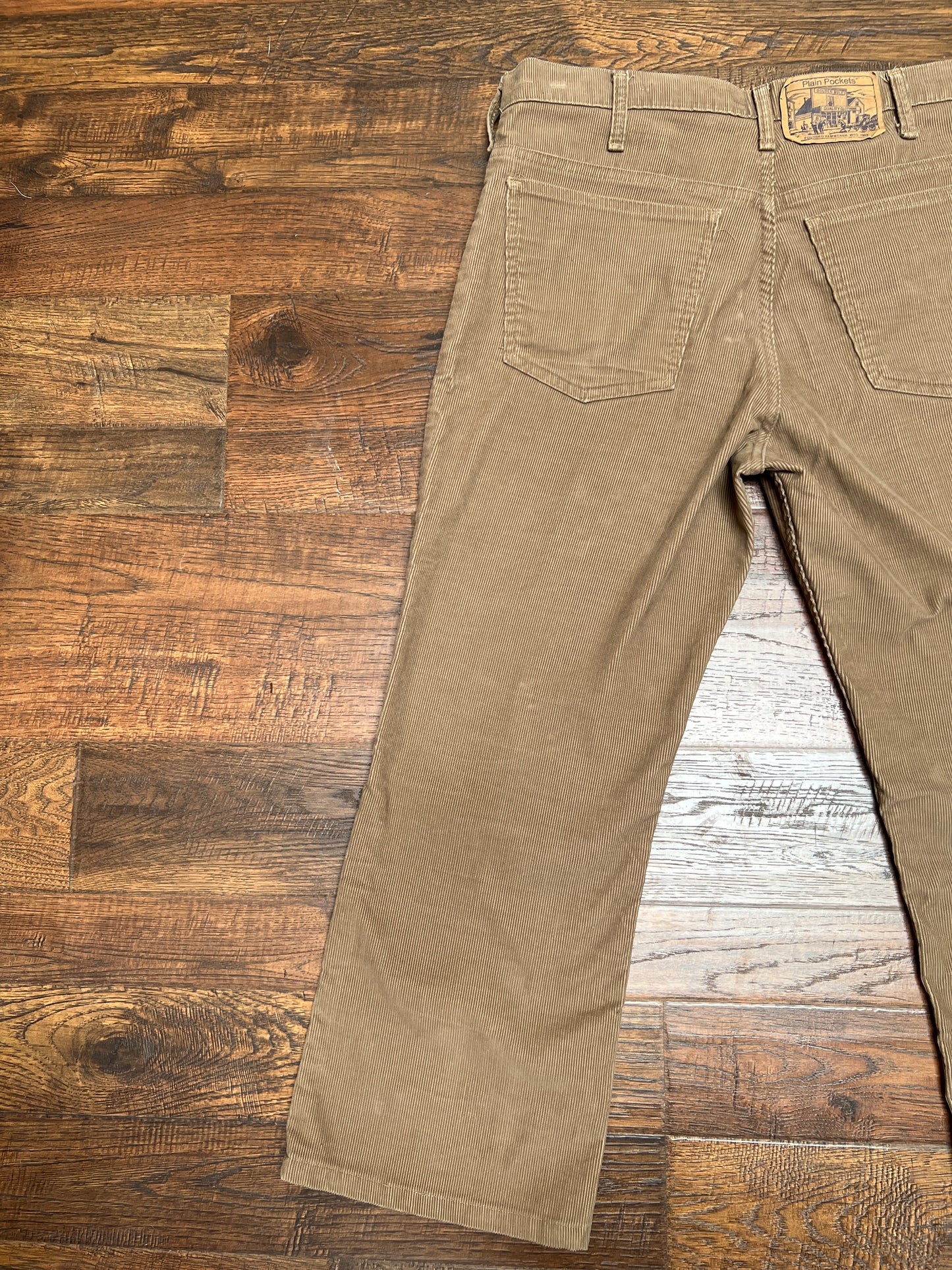 Vintage Clothing - Straight Leg Corduroy Pants - Tan - Plain Pockets By JC Penney - Large