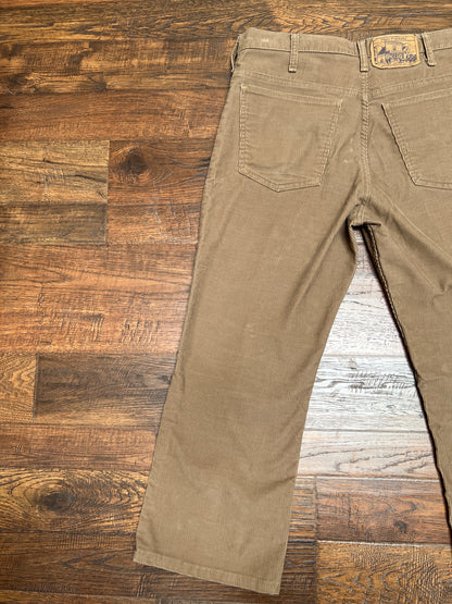 Vintage Clothing - Straight Leg Corduroy Pants - Tan - Plain Pockets By JC Penney - Large