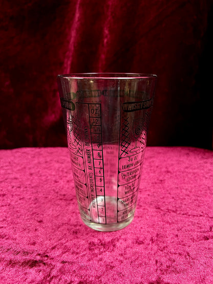 Vintage Glass Cocktail Recipe Tumbler Pair - Mismatched Mid Century Barware
